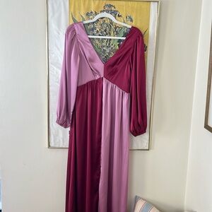 Anthropologie Pink and Red Maxi Dress